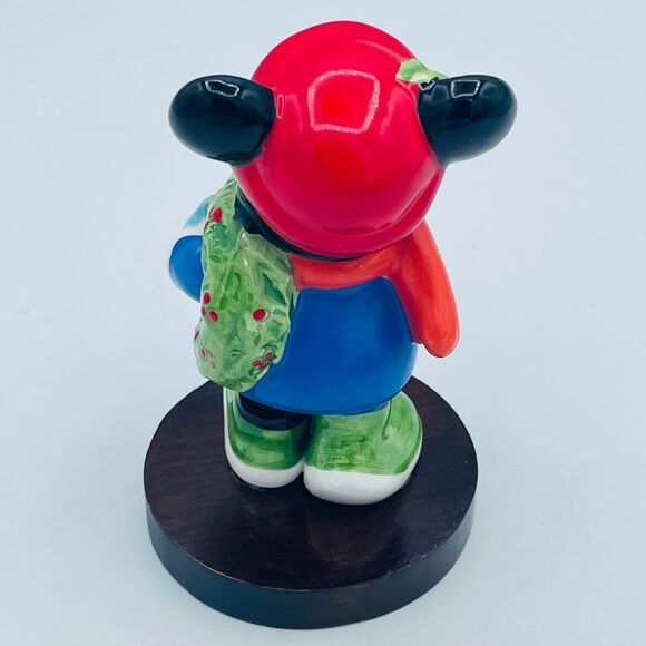 Vintage Disney Mickey Mouse Mounted Ceramic Figure Schmid w Christmas Wreath - Picture 4 of 7